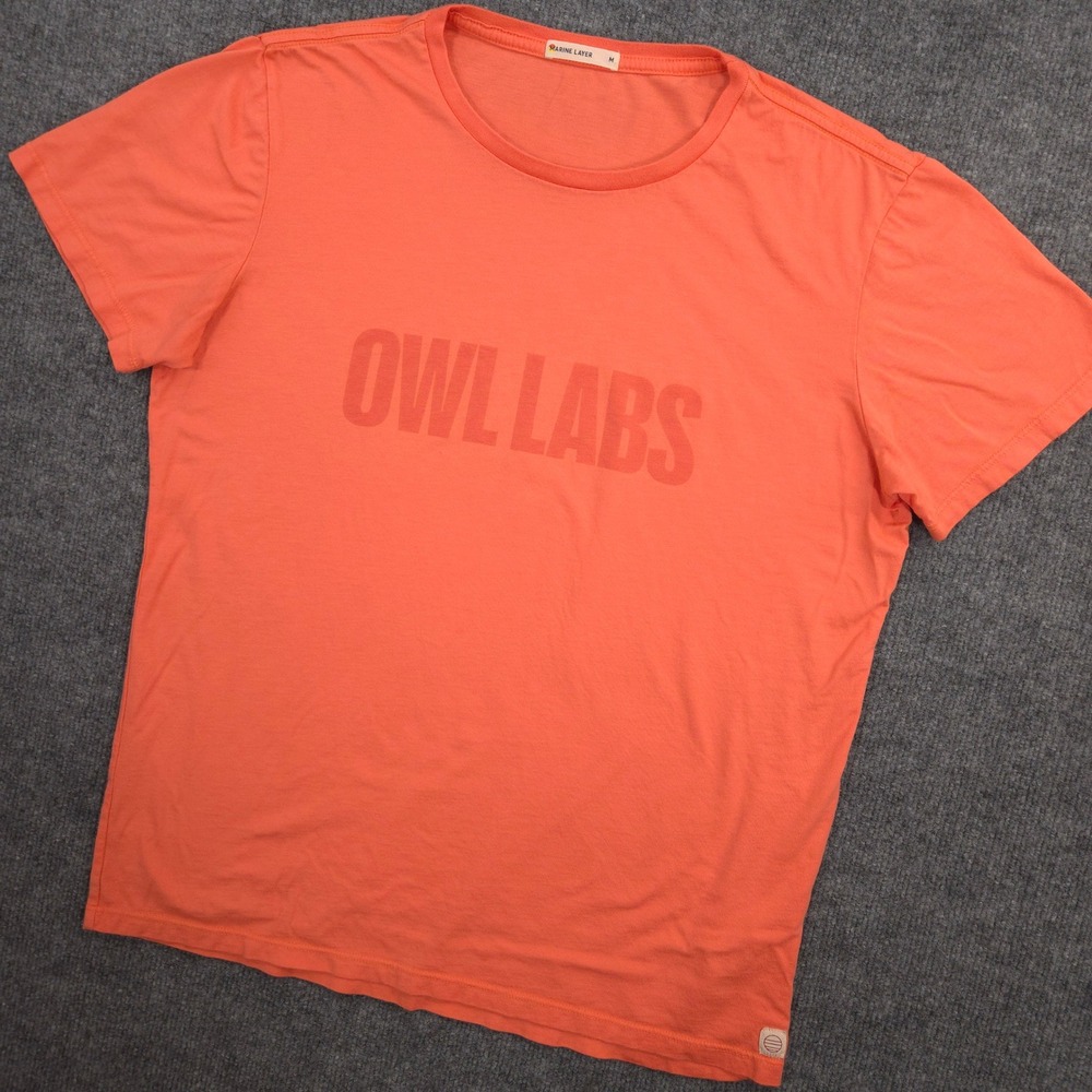 Marine Layer T Shirt Mens M Coral Owl Labs Modal Blend Crewneck Short Sleeve Tee